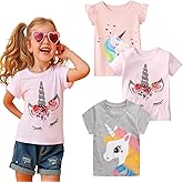 HILEELNAG Girls' Tees Short Sleeve Cotton Casual Graphic T-Shirts Easter Summer Tops 3Packs