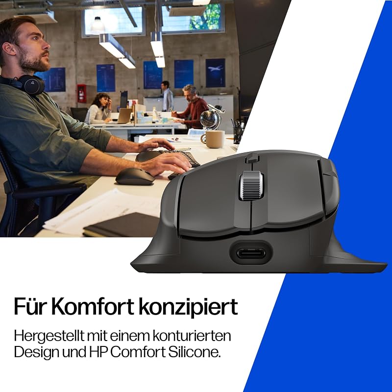 780M Kabellose Scroll-Maus, ultraschnelles magnetisches Scrollrad & horizontales Scrollen, 3-Minuten-Schnellladung, Bluetooth & USB-Dongle, Multi-Device für 3 Geräte, 6 programmierbare Tasten