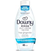 Downy Free &amp; Gentle Rinse Laundry Odor Remover, Scent Free, 48 FL OZ, Gentle on skin, No dyes or heavy perfumes, Fabric Softener and Laundry Odor Removal Rinse