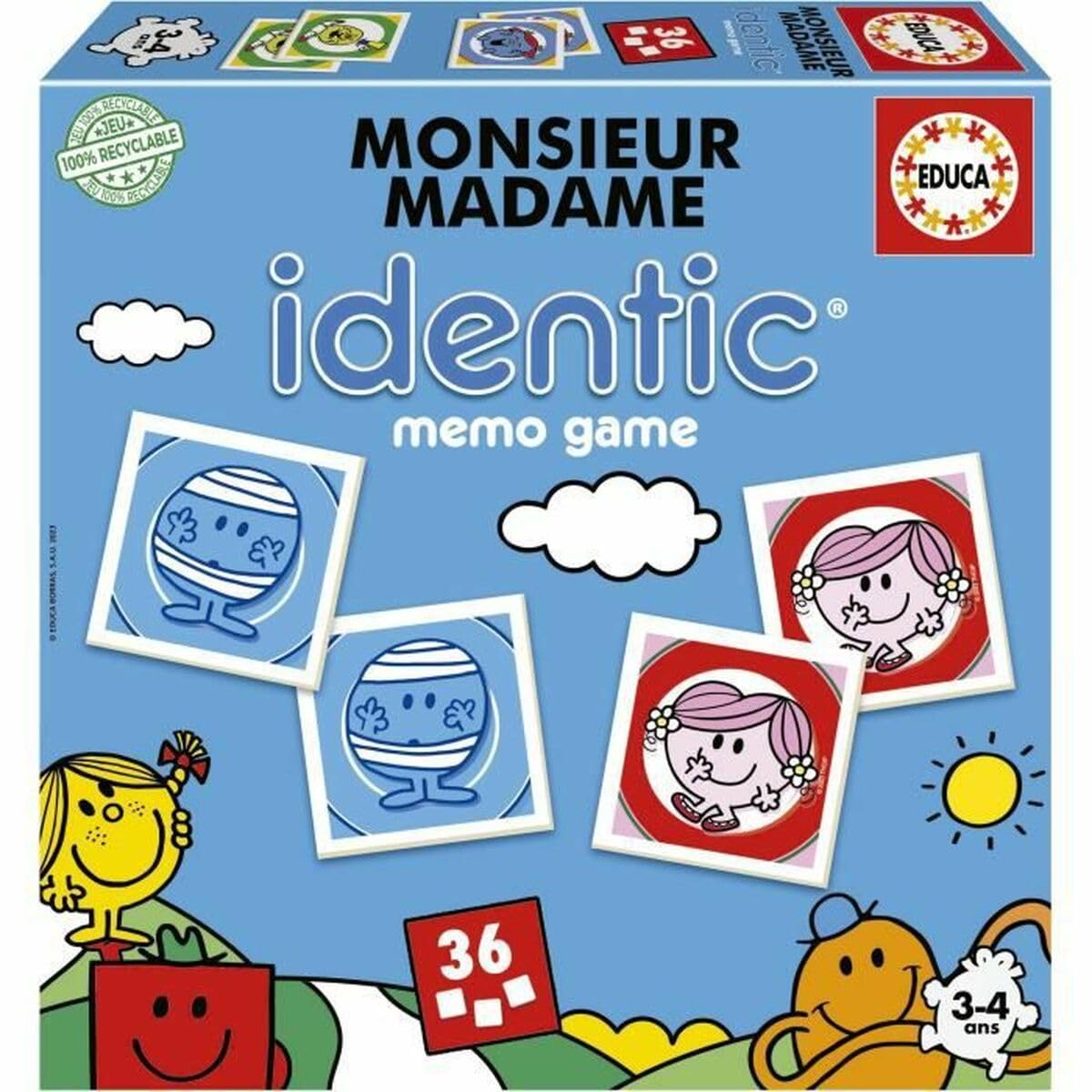 Educa - Educational game for babies from 3 years old: Mr Madame. Visual acuity and memory game with 36 cards to form pairs (19626)