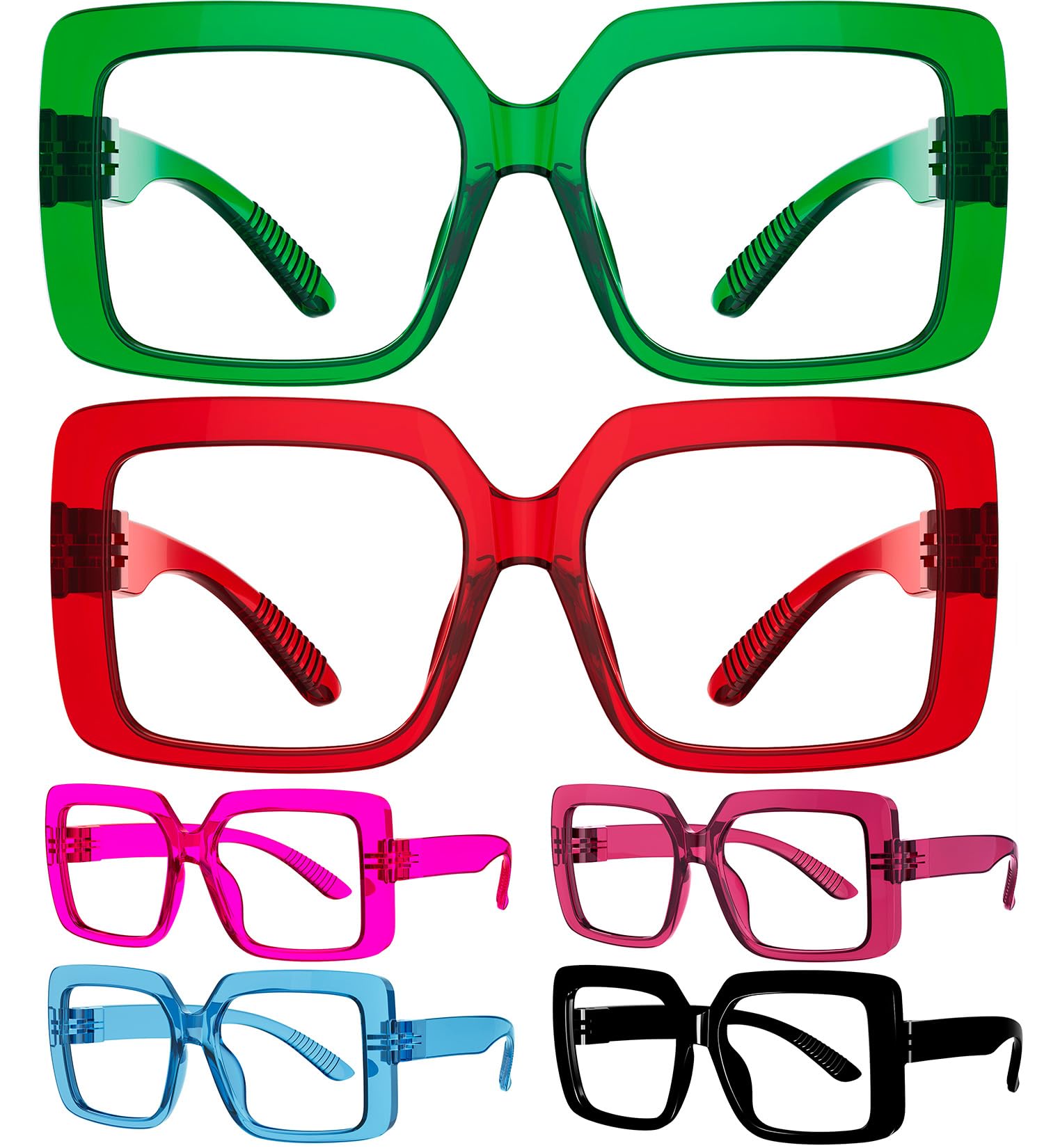 Photo 1 of Eyekepper Huge Metalless Reading Glasses with Screwless Spring Hinges 6 Pack Oversized Readers for Women +2.50