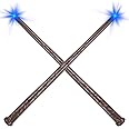 KingVows Light Up Wizard Wand Magic Illuminating Toy with Sound Party Costume Accessory Cosplay 2 Pack Brown