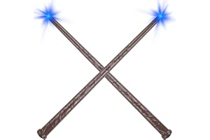KingVows Light Up Wizard Wand Magic Illuminating Toy with Sound Party Costume Accessory Cosplay 2 Pack Brown