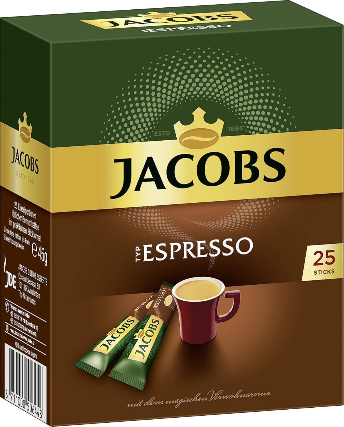 Jacobs Type Espresso Instant Ground Coffee, 25 Portions
