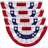 MCFULL American Flag Bunting for Outside,1.5x3 FT Bunting Flags Outdoor,American Flag Banners for Outside,USA Pleated Fan Flags Red White and Blue Banner for Labor Day Veterans Day Decorations,4 Pcs