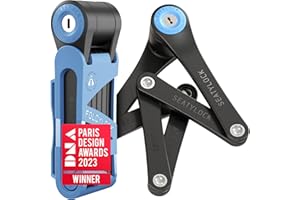 Seatylock FoldyLock Mini Folding Bike Lock - Patented Lightweight Bicycle Lock - Heavy Duty Anti Theft Guard with Key for Electric Scooter & City Bikes