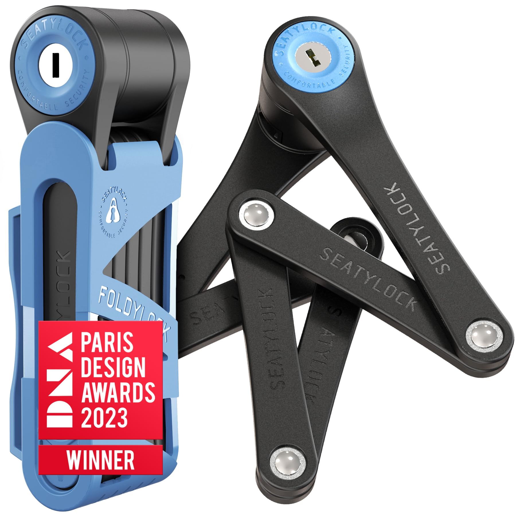 FoldyLock Mini Folding Bike Lock with Key - Patented Lightweight Heavy Duty High Security Anti Theft - Cut Proof Silver Sold Secure Bicycle Lock for Electric Scooters and Bikes - 29.5"