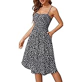 Sureple Summer Dresses for Women 2025 Casual Sweetheart-Neck Empire Waist Swing Aline Spaghetti Strap Dress with Pockets