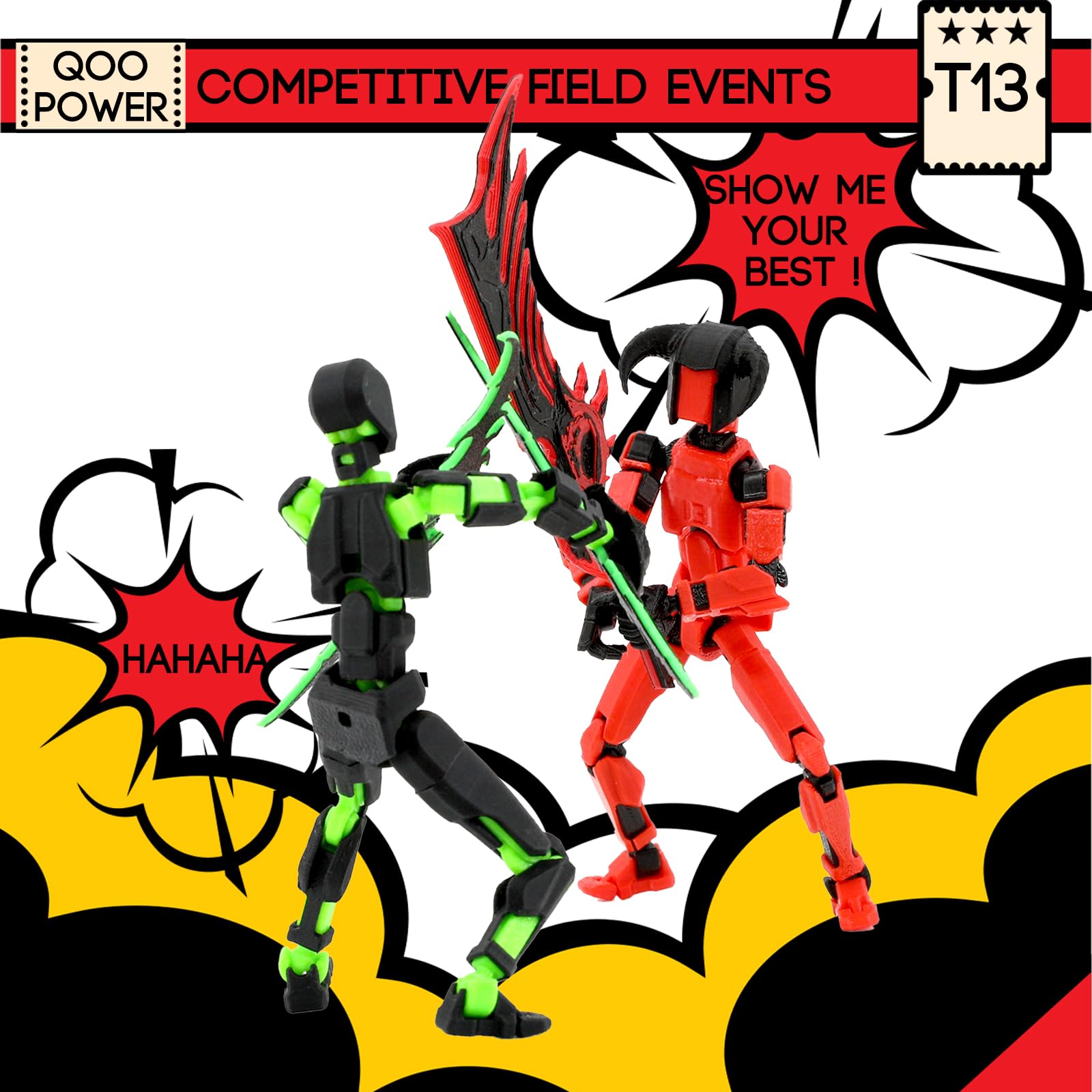Qoopower T13 Titan 13 Action Figure Assembly Completed, 5-Pack T 13 Lucky 13 3D Printed Action Figure Articulated, Dummy Gift for Boys Desktop Decorations,muñeco de acción (Multicolored)