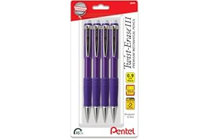 Pentel Twist-Erase III Mechanical Pencil, (0.9mm), Bold Line, Violet Barrel, Pack of 4 (QE519BP4V)