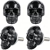 Temzzer Skull License Plate Bolts Anti-Theft Car Tag Frame Screws for Most Vehicle Motorcycle 4 PCS (Black)