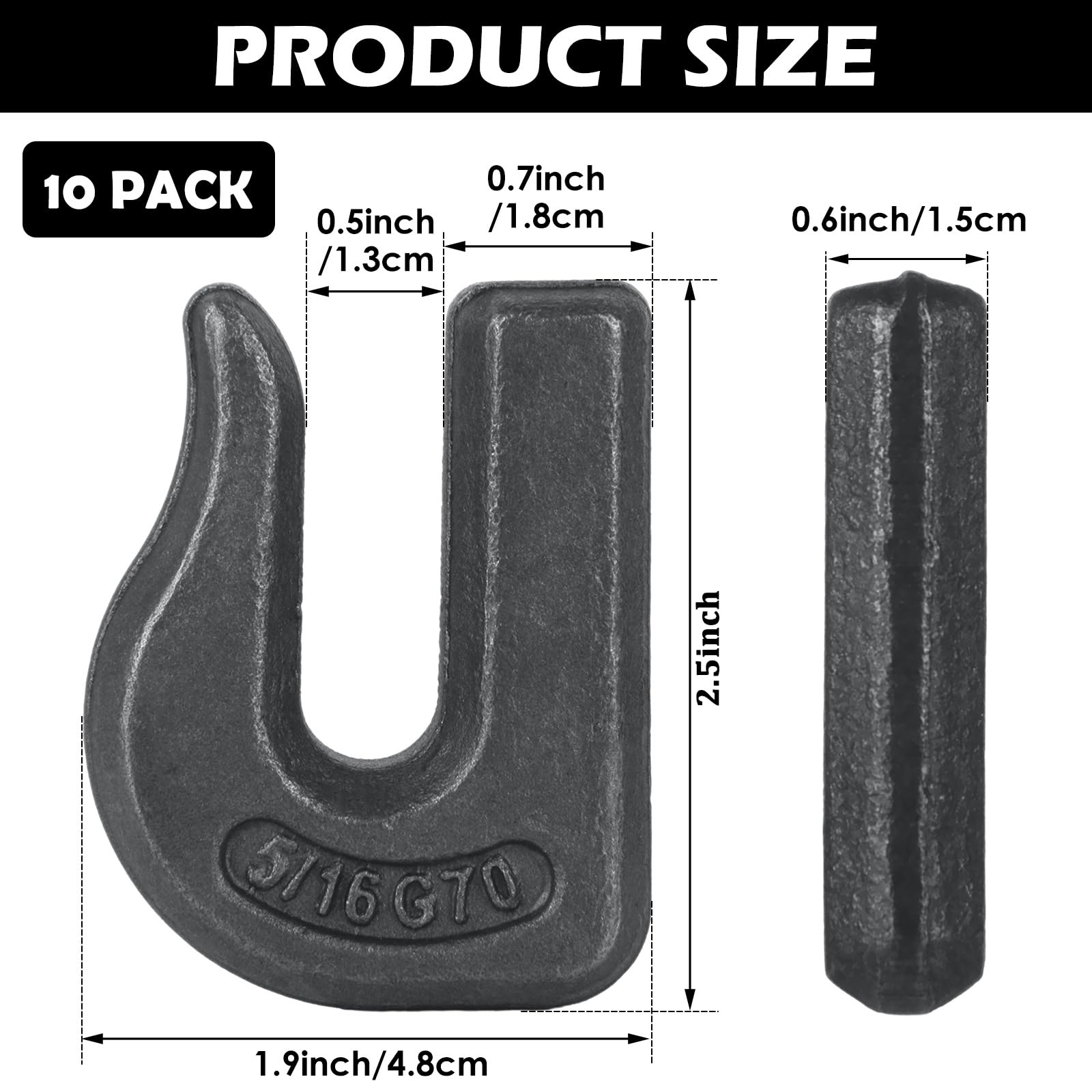Condition photo showing As Is for acrux7 10 pack 5/16'' weld on grab chain hooks heavy duty forged grade 70 weldable grab hook 4700 lb