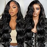 BeCools 30 Inch Body Wave Lace Front Wigs Human Hair Can Last 6-9 Months 200 Density Virgin Real Human Hair Wig 13x6 HD Lace Front Wigs Human Hair Pre Plucked Tangle-Free Natural Black for Women