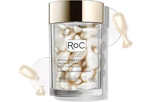 RoC Retinol Correxion Anti-Aging Wrinkle Night Serum, Retinol Serum for Face, Daily Treatment for Fine Lines, Post Acne Scars, 30 Capsules, Unscented, 0.35 Fl Oz