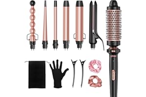 Ufree 7-in-1 Curling Iron Set with Interchangeable Ceramic Barrels, Curling Wand Set with Thermal Brush, Hair Straightener and Wand Curling Iron, Versatile Styling Hair Curlers Set, Gifts for Women