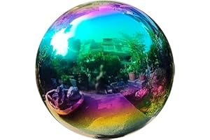 Gazing Ball 6 Inch Colorful Stainless Steel Gazing Ball Plated & Hollow Decorative Globe for Garden, Shopping Mall, Plaza