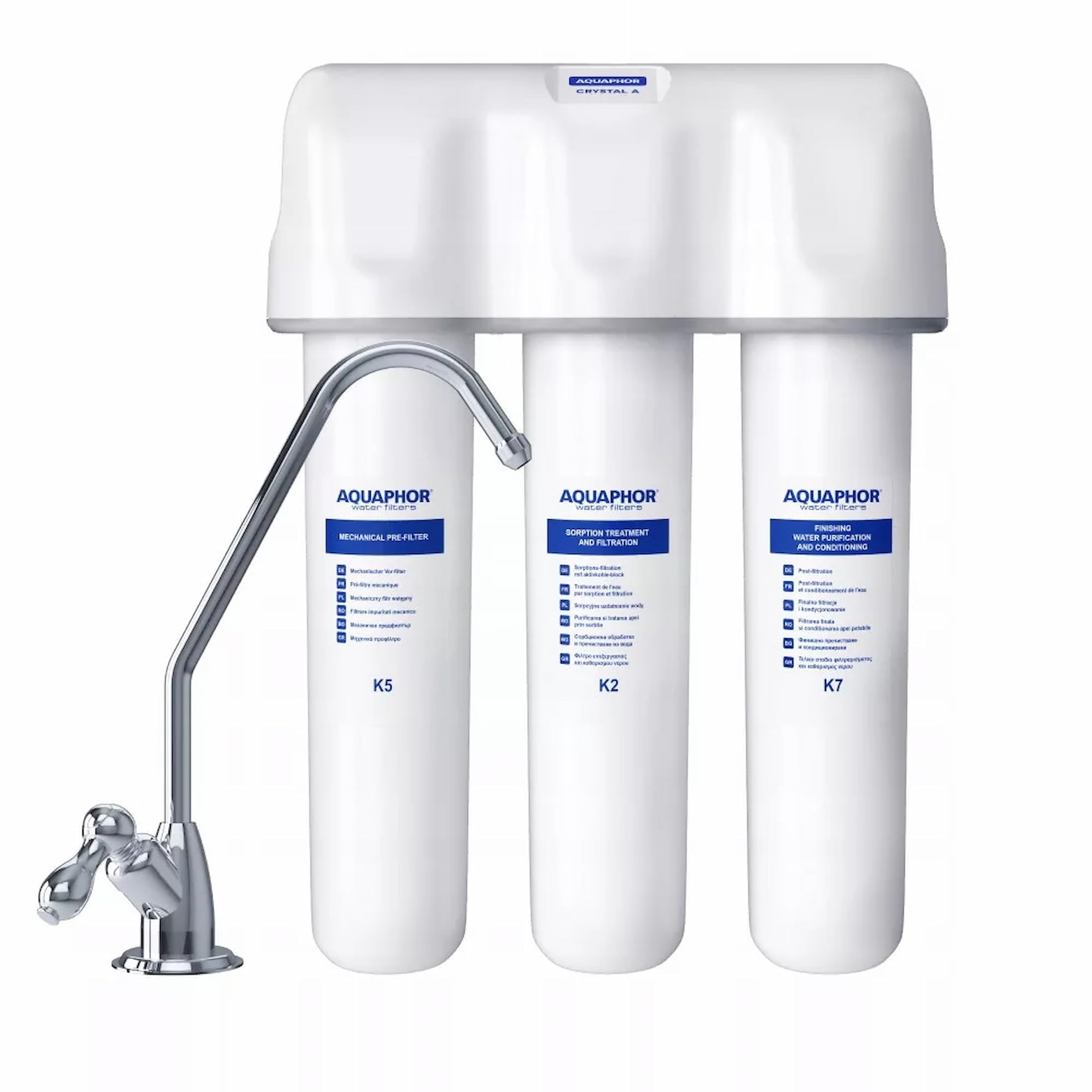 AQUAPHOR Crystal A (Crystal A) Drinking Water Filter System Under Sink with Separate Faucet (Drinking Water Flow Filter)