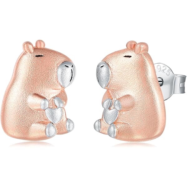 Fuguangju Capybara - Aretes De Plata De Ley 925 Para