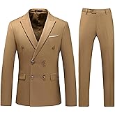Mens Suits Slim Fit 2 Piece Double Breasted Blazer Tuxedo Suit Set for Men Casual Wedding Casual Business