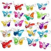 HOZKEAP 20 Packs Bulk Mini pop Fidget Keychain ,Birthday Party Favors Supplies and Classroom Students Prize