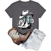 Western Shirts for Women Cowgirl Shirts Country Tops Rodeo Graphic Tees | Country Concert Outfits for Women,Western Tops for Women,Cowboy Shirts,Rodeo Cowboy Graphic Tees,Retro Country Music T Shirt
