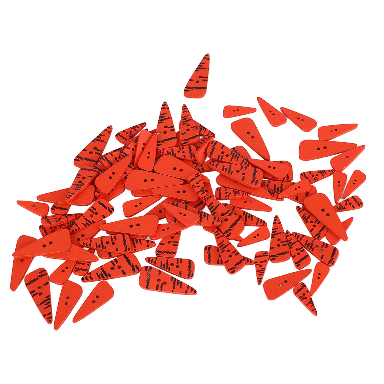 Carrot Buttons, 100pcs Orange Carrot Shape Button Carrot Nose Button with 2 Holes Mixed Sizes DIY Small Wooden Buttons for Crafting Sewing Christmas Decoration (Steep)