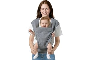 MISSWISDOM Baby Carrier Newborn to Toddler Baby Wraps Carriers(7-30lbs), Newborn Carrier with Head Support, Infant Holder Carrier with Enhanced Lumbar Support, Light Grey