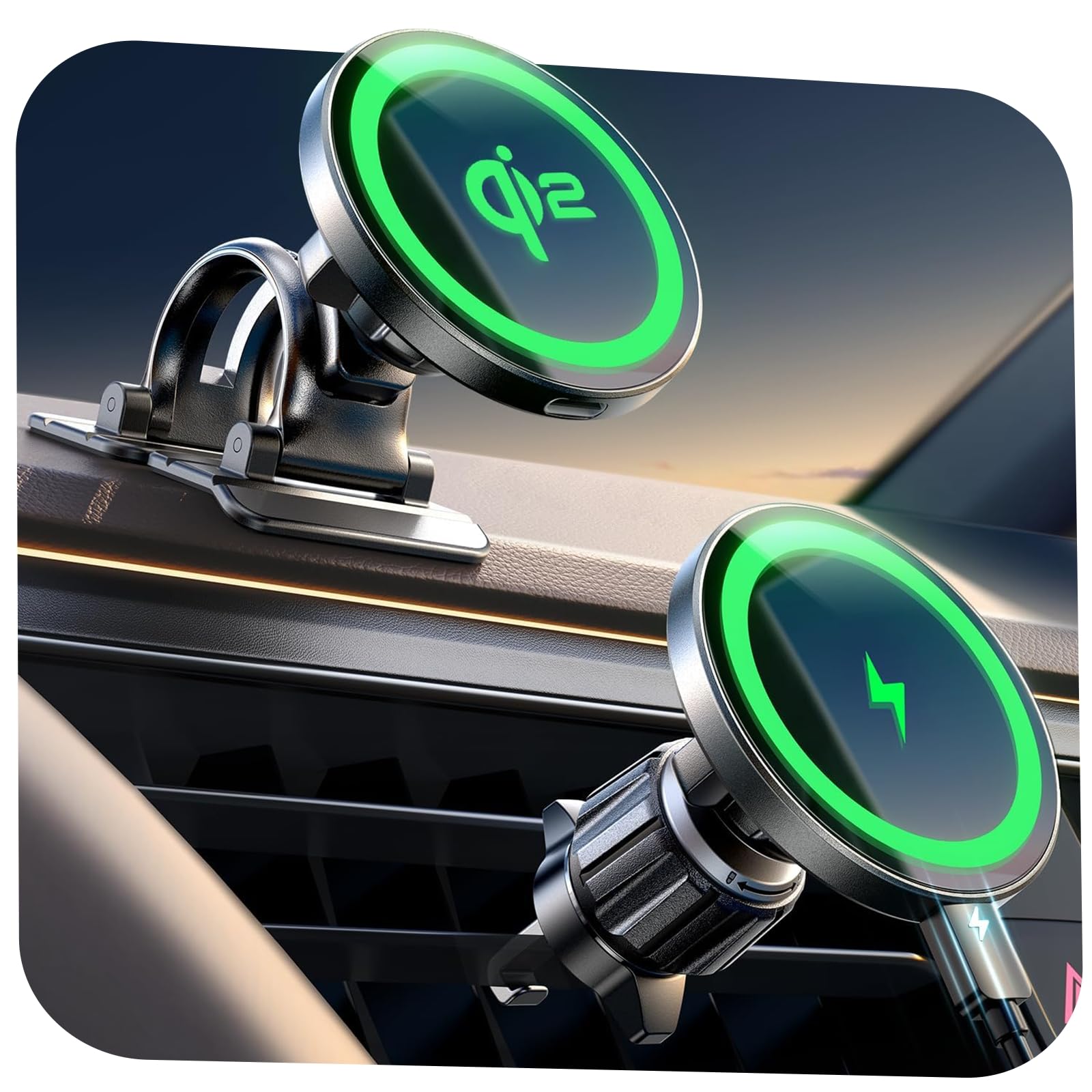 Photo 1 of LISEN for Qi2 15W MagSafe Car Mount Charger,Super Fast Magnetic Wireless Car Charger for iPhone 16 Pro Max Accessories?Qi2 Fast Charging MagSafe Charger Fits iPhone 17 Pro Max 16 15 14 13 12 Series