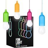 Fomlight: 4 Hanging LED Kids Safe Lights for Treehouse, Playhouse, Camping, Indoor/Outdoor, Battery-Operated Lamps with Pull Chain