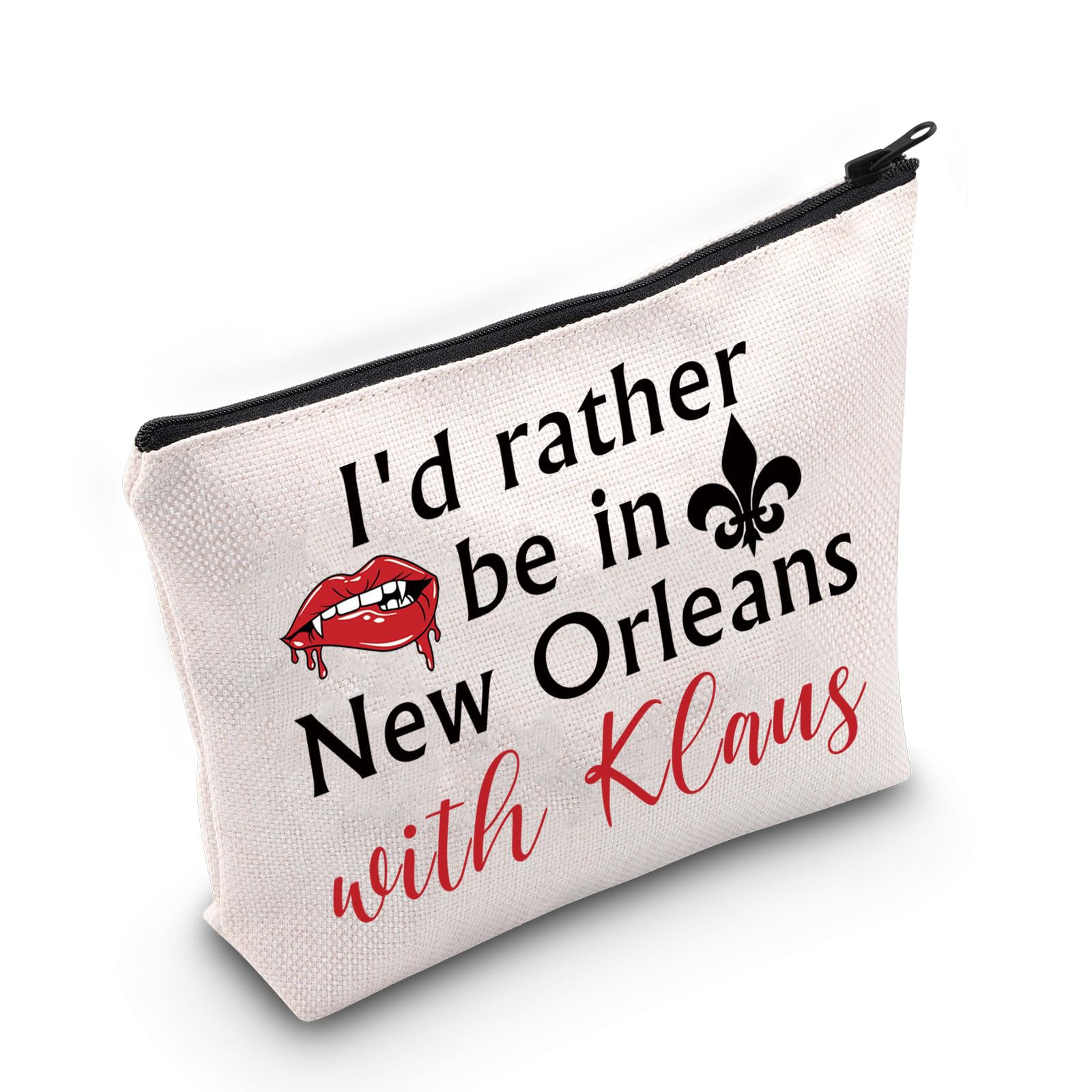 PYOUL Originals Vampire Inspired Gift I’d Rather Be in New Orleans with Klaus Makeup Bag Klaus Mikaelson Fan Cosmetic Bag Team Klaus Gift (Orleans with Klaus B)
