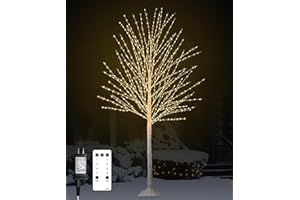 6FT Lighted Birch Tree, Birch Tree with 880 LED Lights, 8 Flash Modes and Timer, Light Up Twig Christmas Tree for Indoor Outd
