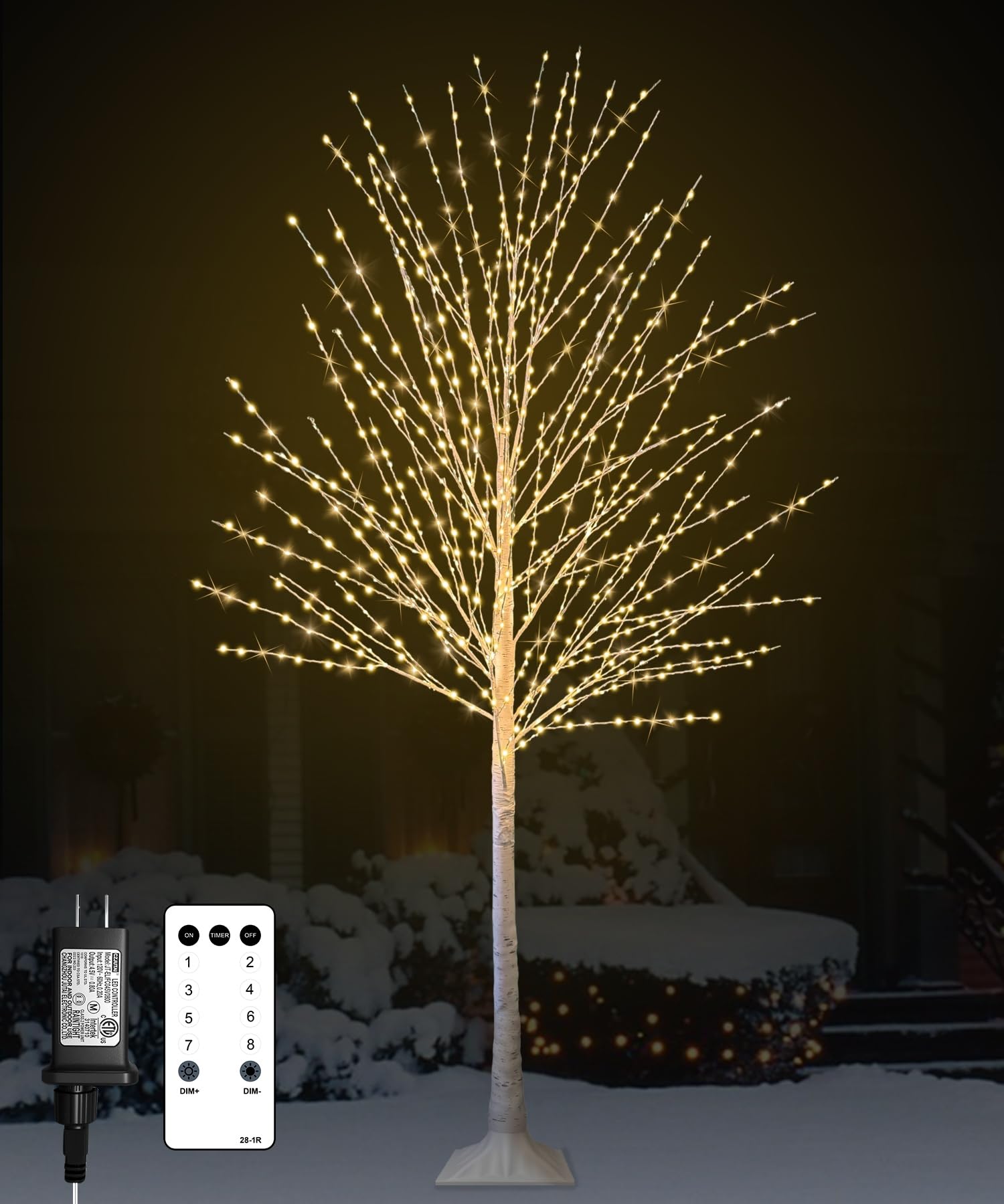 Photo 1 of 6FT Lighted Birch Tree, Birch Tree with 880 LED Lights, 8 Twinkling Modes and Timer, Dimmable, Twinkle Christmas Tree for Indoor Outdoor Home Party Garden Wedding Decorations