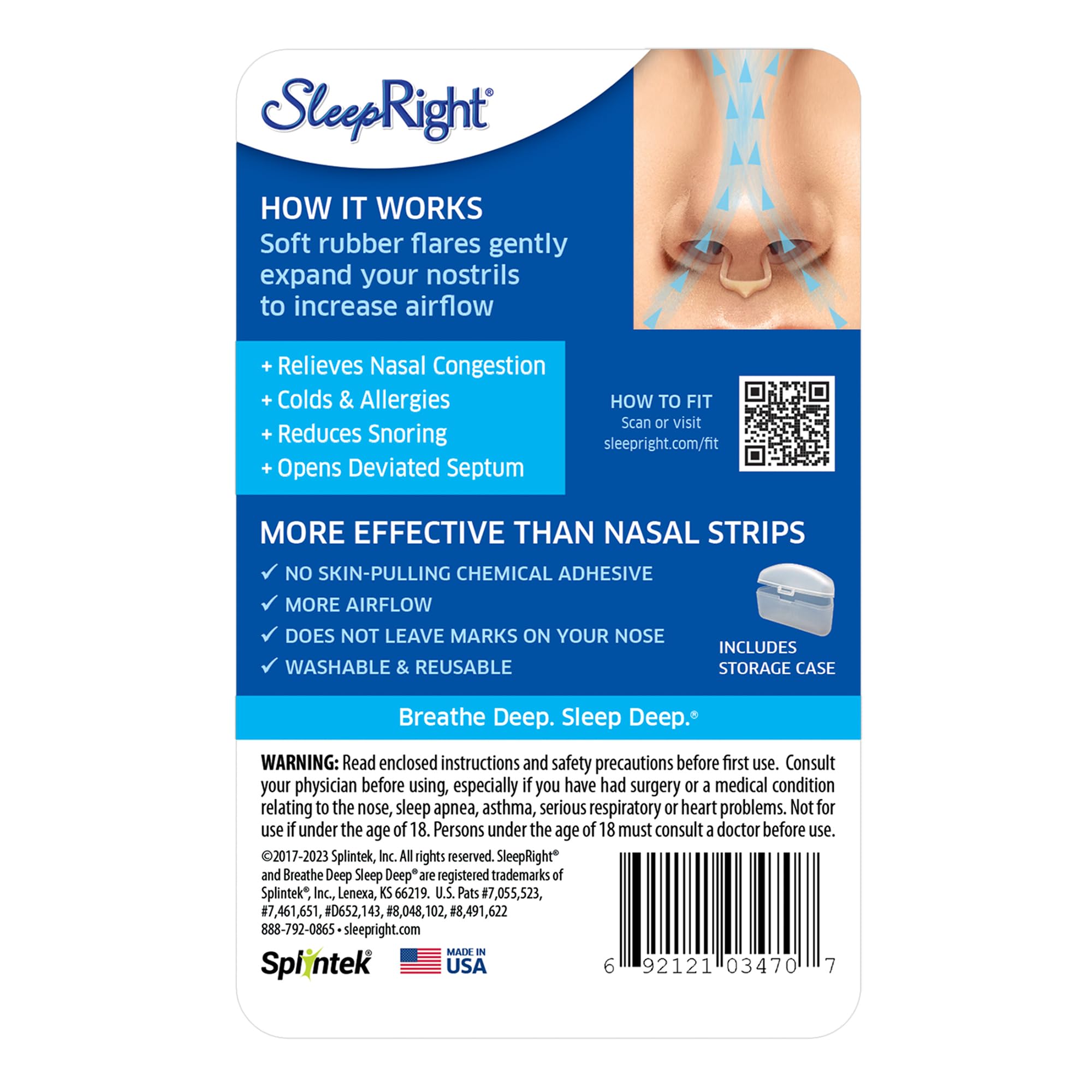 SleepRight Intra-Nasal Breathe Aids Breathing Aids for Sleep Nasal Dilator Snore Reducer - 2 Pack (4 Count)