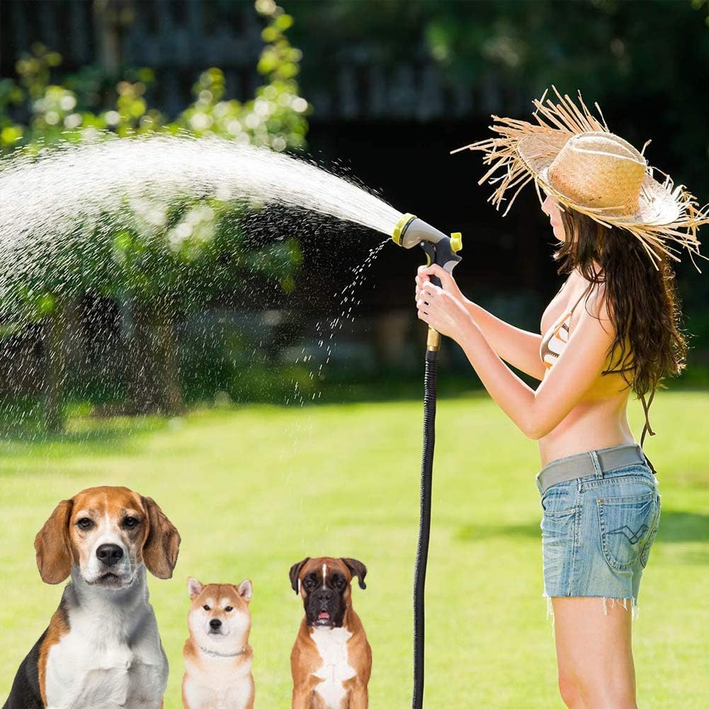 JAJ 100 ft Expandable Garden Hose Set Retractable Lightweight Durable Flexible Water Hose with 3/4 Nozzle Solid Valve and High Pressure Water Spray Nozzle Hoses : Garden & Outdoor