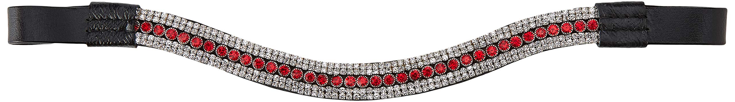 Cwell Equine BLING!* Designer Sparkly Leather Browband*5-Row Crystals* RED & CLEAR (COB 15")
