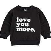 BeQeuewll Infant Toddler Boys Girls Crewneck Sweatshirt Love You More Letter Printed Long Sleeve Pullover Shirt Sweater Tops