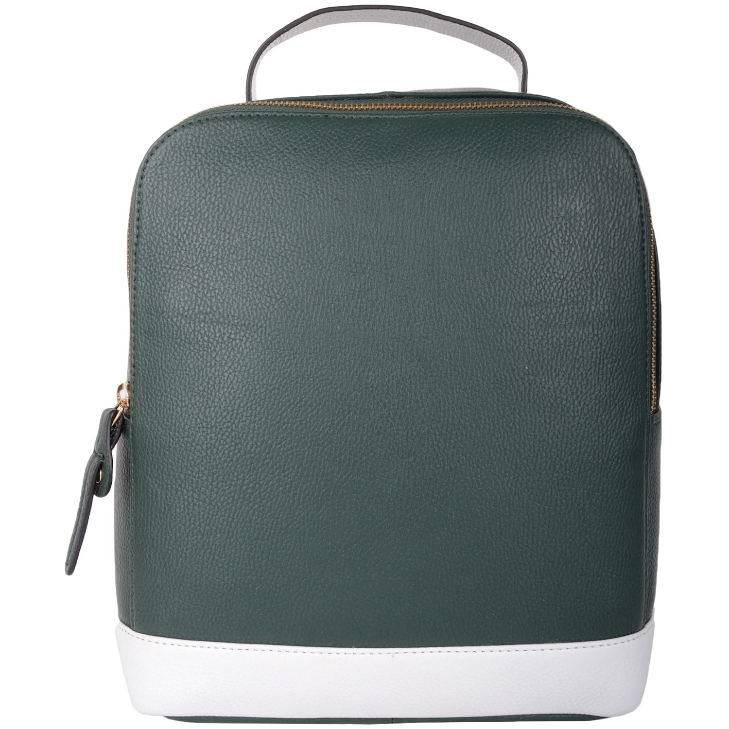 Womens Premium Leather School Work College Travel Backpack Rucksack with Contrasting Colours - Green/White