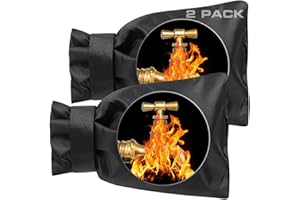 ARYITEN Outdoor Faucet Covers for Winter Freeze Protection - 2 Pack, Thickened Insulated Pipe Covers for Outside, Reusable Waterproof Spigot Covers, 7.7" H x 5.9" W, Black