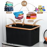 efluky Foldable 60L Laundry Basket with Bamboo Handle Black view 4
