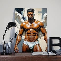 HMLZSJ Nude Muscle Male Torso Portrait Art Gay
