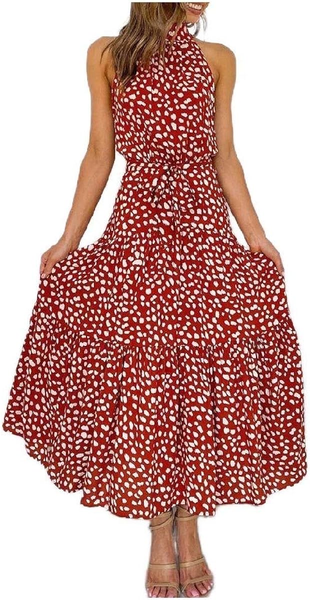 red patterned midi dress