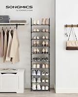 SONGMICS 10-Tier Shoe Rack Grey LSH010G01 173 cm Metal Frame Non-Woven Shelves view 2