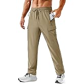 TACVASEN Men's Hiking Cargo Pants with Zipper Pockets Lightweight Quick Dry Water Resistant Travel Athletic Casual Pants