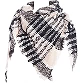 Wander Agio Womens Warm Scarf Triangle Shawls Winter Scarves Stripe Plaid Fichu Rough Surface