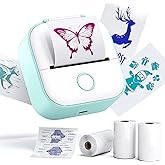 Phomemo Sticker Printer- Print Pods T02, Mini Printer Sticker Maker with 3 Rolls Transparent Color Papers, Bluetooth Thermal Pocket Machine for Study Notes, Memo, Photos, Green