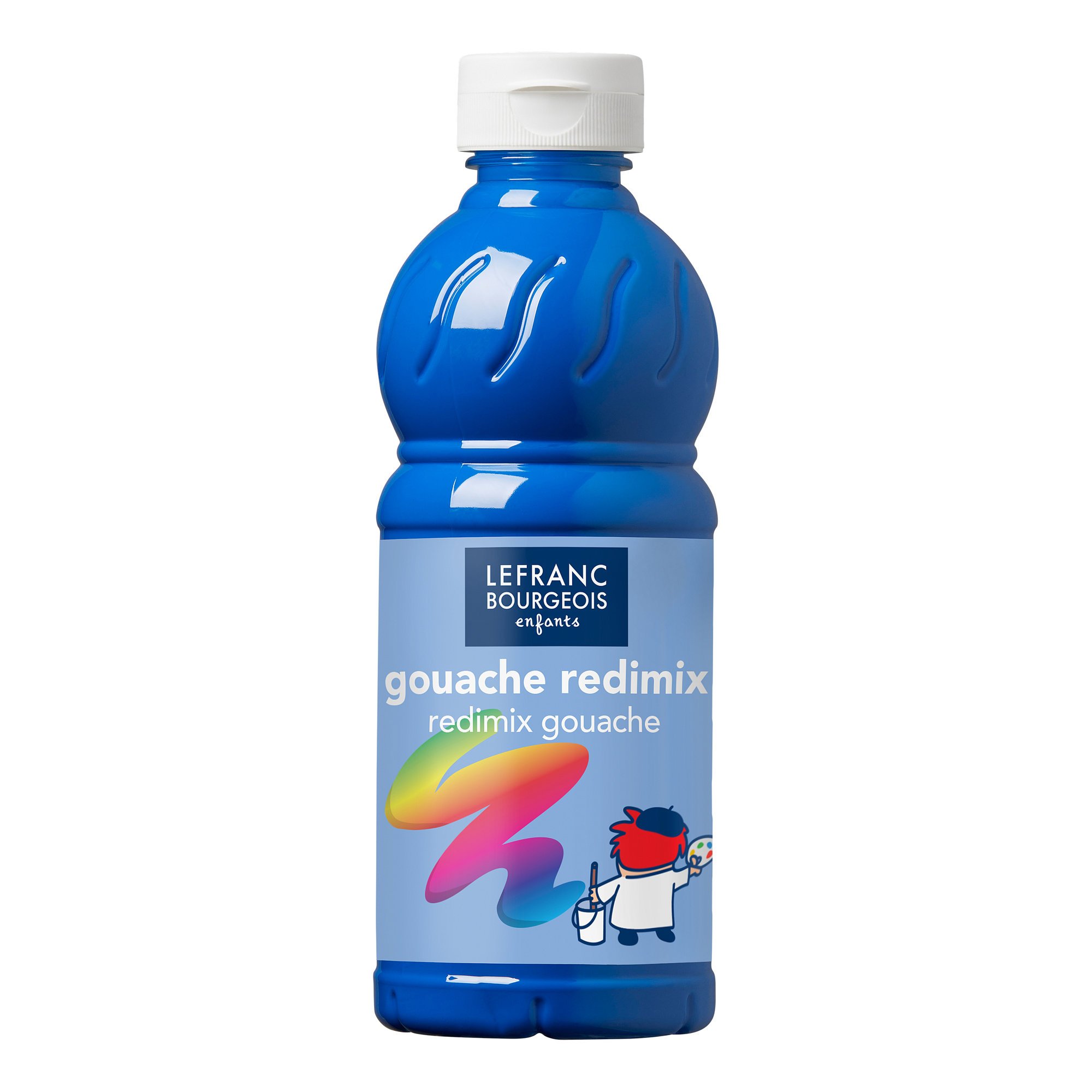 Lefranc & Bourgeois 188010 Children's Ready-to-Use Liquid Tempera Redimix Gouache Paint, 500 ml Bottle, Primary Blue