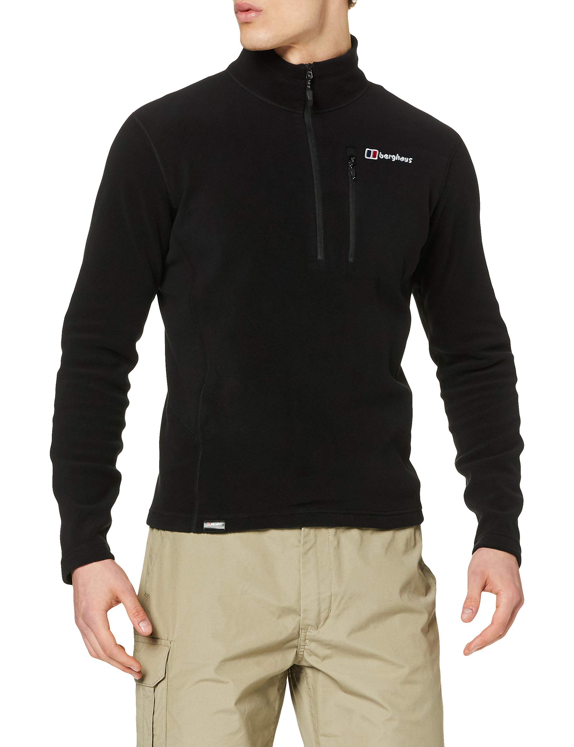 Berghaus Men's Prism Micro Polartec Fleece Half Zip Jacket Fleece Half Zip, Black/Black, XS