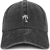 Trendy Apparel Shop Palm Tree Solid White Embroidered Washed Cotton Adjustable Cap