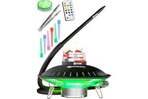 TRICASE 1 Hose Hookah Set With Everything - UFO Black Hookah Set 1 Hose Hookah - Shisha Hookah Set with Hookah Charcoal Holder & Amazing Led Light Remote & Big Black Silicone Hookah Bowl - Mini Hookah Set