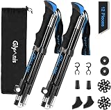 Glymnis Walking Poles 2 Pack Collapsible with Quick Lock System 110-130cm